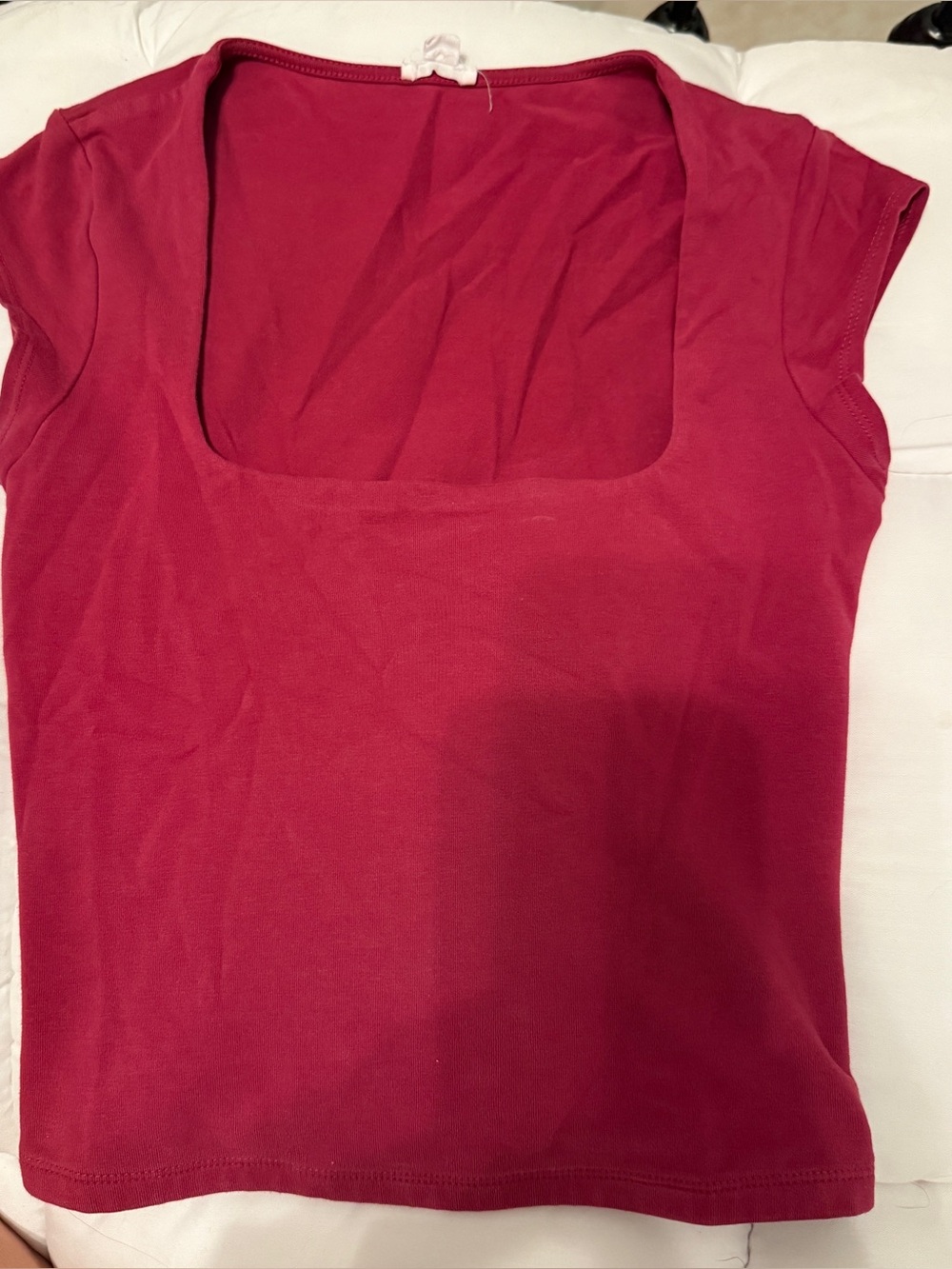 Garage Raspberry Square Neck Short Sleeve Top